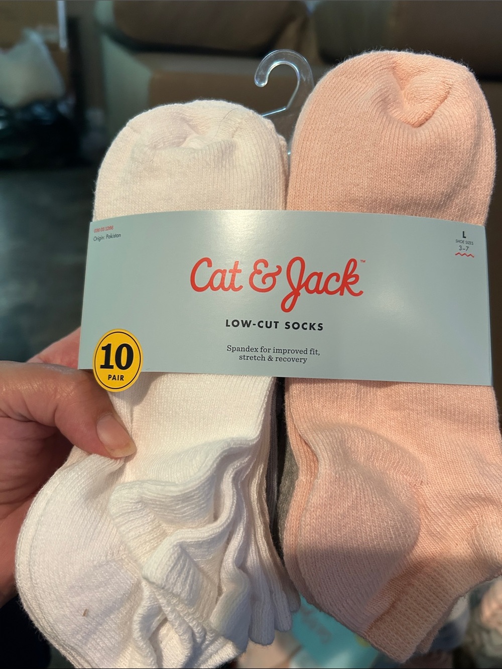 Cat & Jack Low-Cut Socks - White & Light Pink (10 Pack)